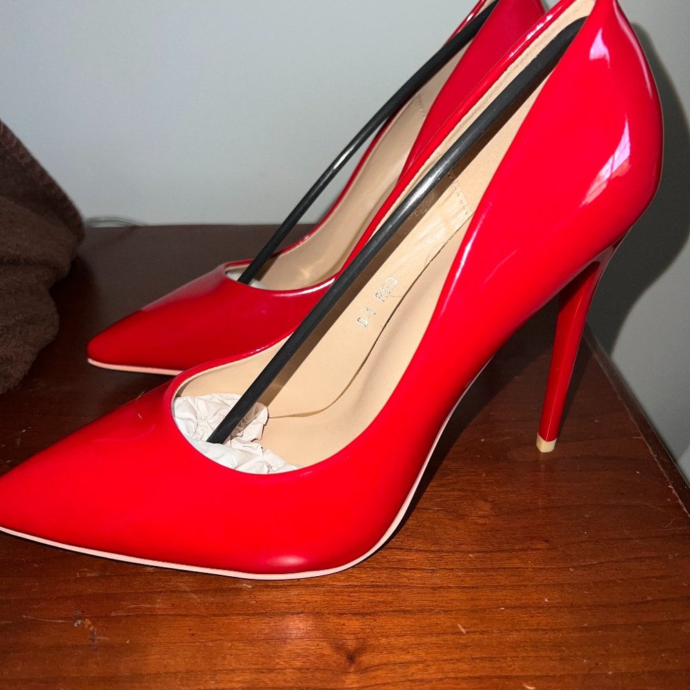 Red Pointed Toe Stiletto Heels Shoes